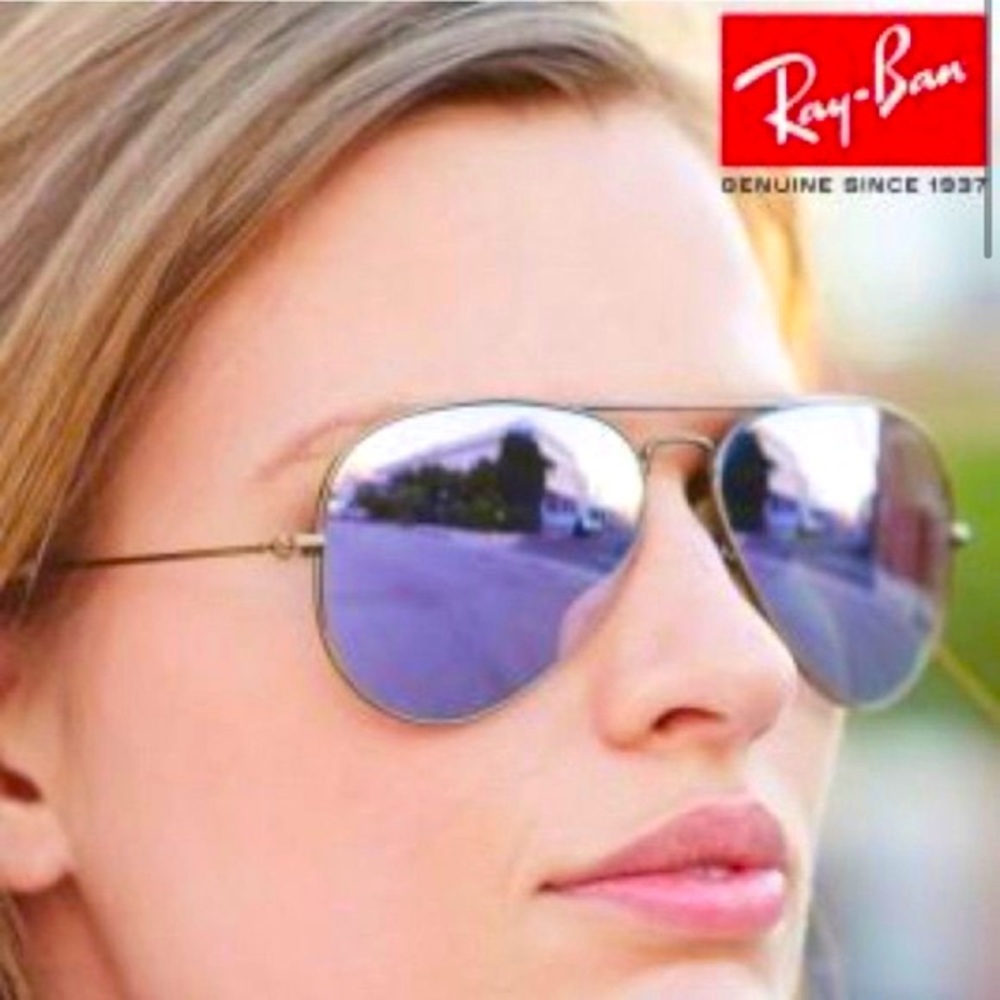 Lilac Ray Ban Aviators with Silver✨💜 Sold with Case and Cleaning Wipe
